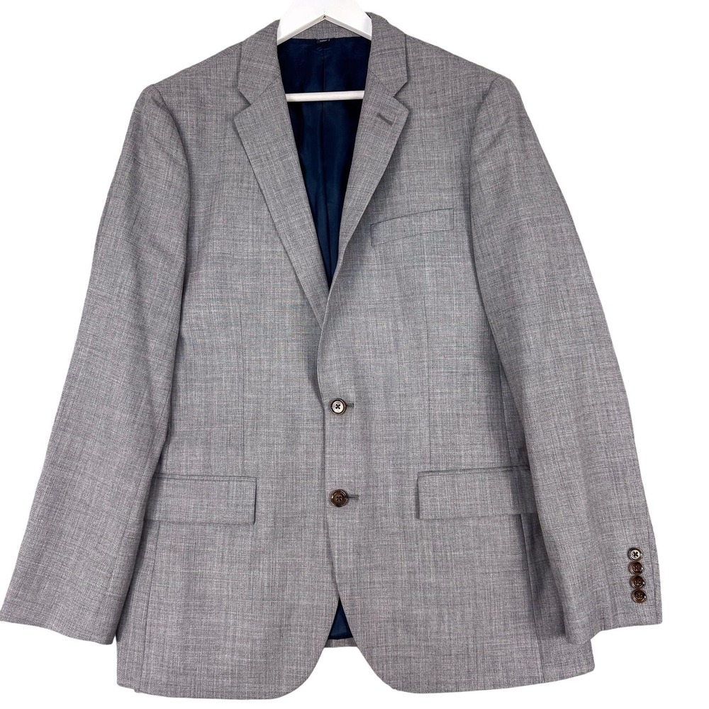 J Crew Voyager Thompson Suit Jacket Mens 40R Gray Wool Double Vent 2 Btn Classic